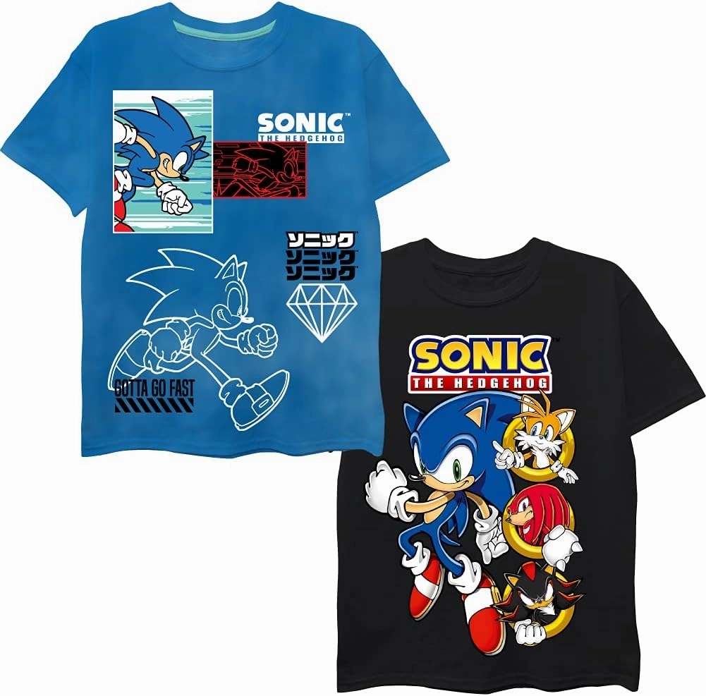 Sega Boys' Little Sonic The Hedgehog 2 Pack Short Sleeve T-Shirt Bundle