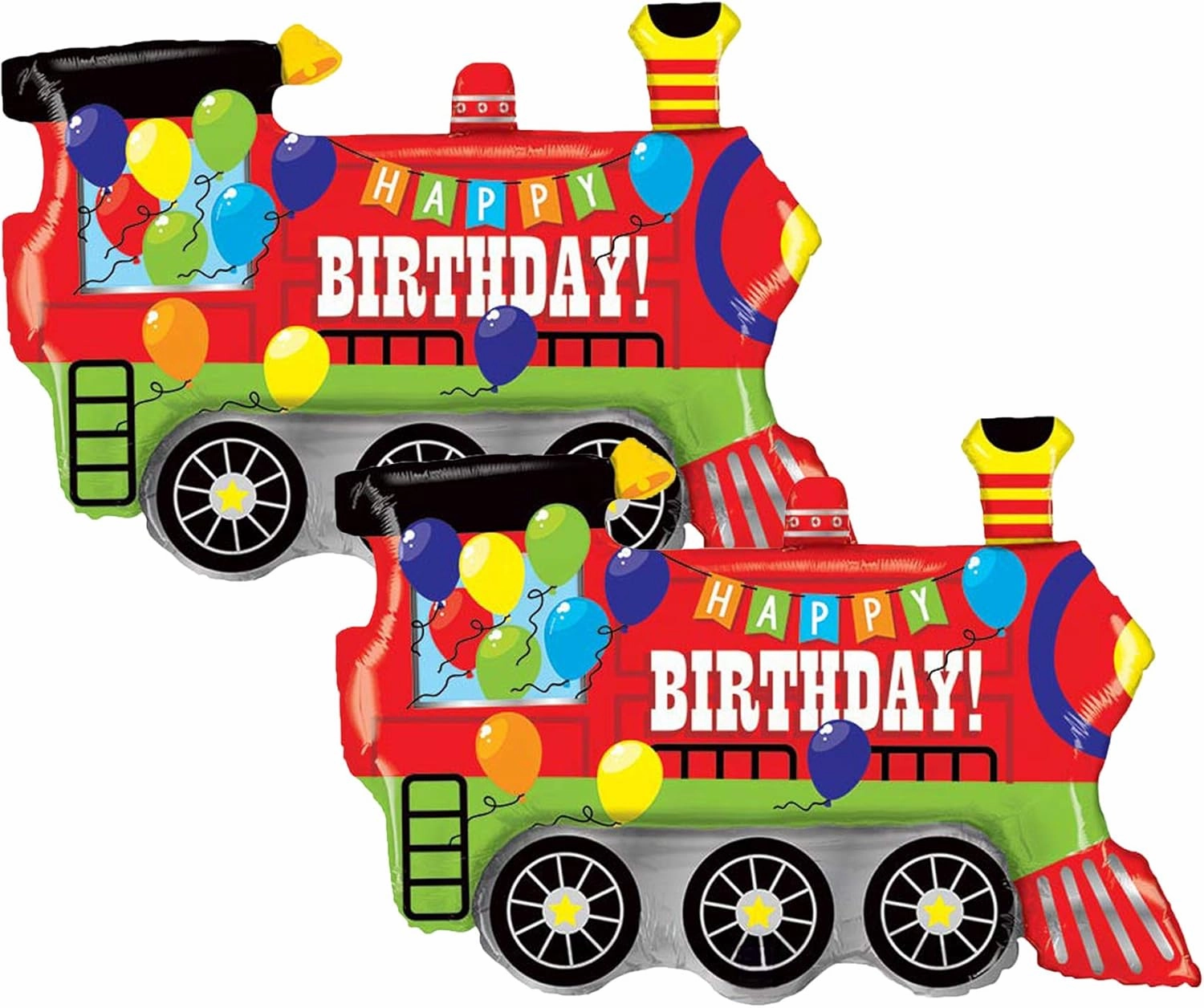 Set of 2 Happy Birthday Colorful Train 37" Foil Party Balloons