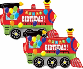 Set of 2 Happy Birthday Colorful Train 37" Foil Party Balloons