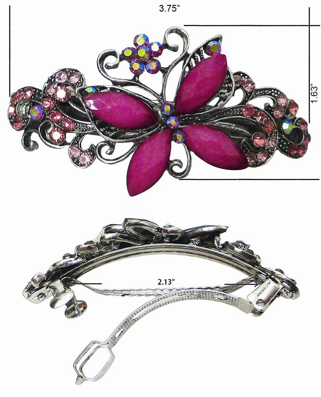Set of 3 3 Styles Butterfly/Flower Barrette 0053HP0014jet0052coolGray-3