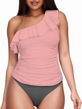 Sexy Swimsuits for Women High Waist One Shoulder Slimming Comfy Bathing Suit Push up Slimming Swimwear for Beach