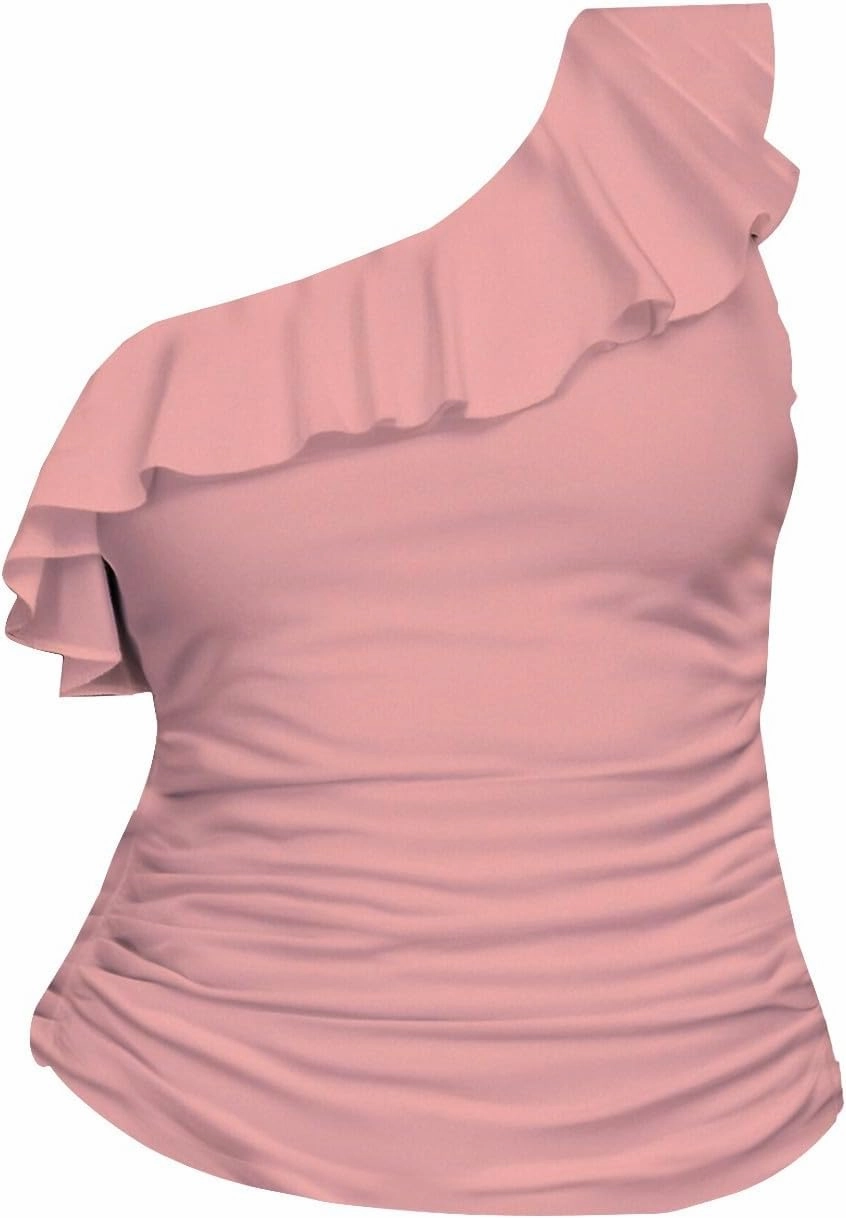 Sexy Swimsuits for Women High Waist One Shoulder Slimming Comfy Bathing Suit Push up Slimming Swimwear for Beach