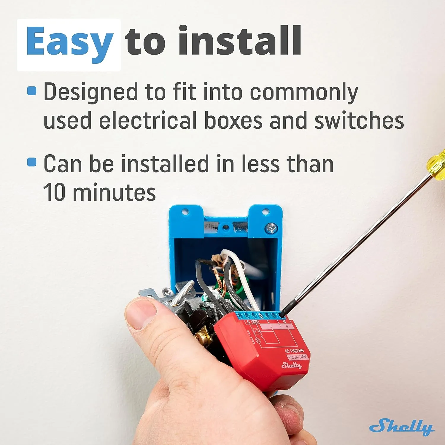 Shelly Plus 1PM UL | WiFi Smart Relay Switch with Power Metering Function | Bluetooth Gateway | Home Automation | Compatible with Alexa & Google Home | No Hub | Wireless Lighting Control