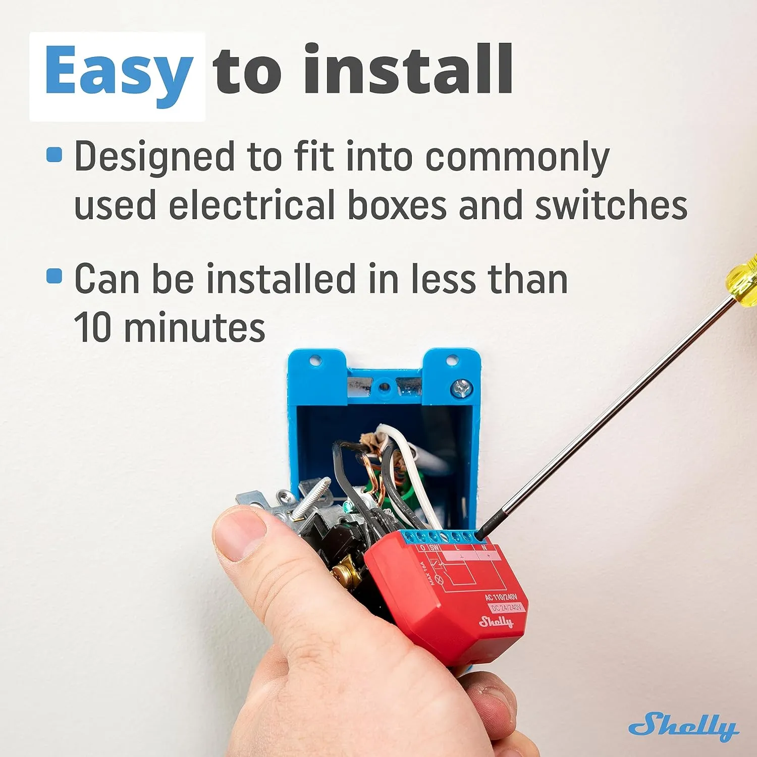 Shelly Plus 1PM UL | WiFi Smart Relay Switch with Power Metering Function | Bluetooth Gateway | Home Automation | Compatible with Alexa & Google Home | No Hub | Wireless Lighting Control