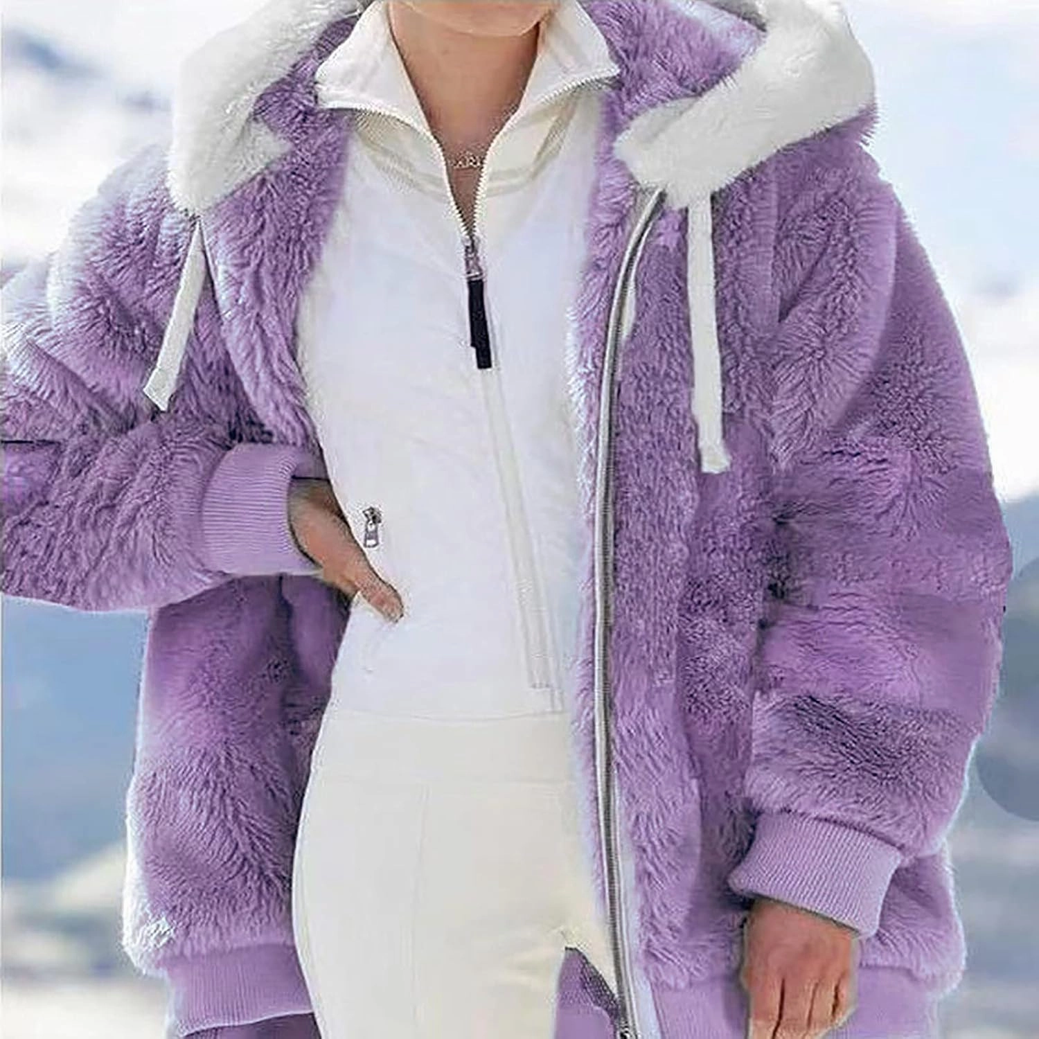 Sherpa Jackets For Women Fashion Winter Fuzzy Fleece Teddy Coat Hooded Zip Up Shaggy Fluffy Coats Warm Winter Outwear