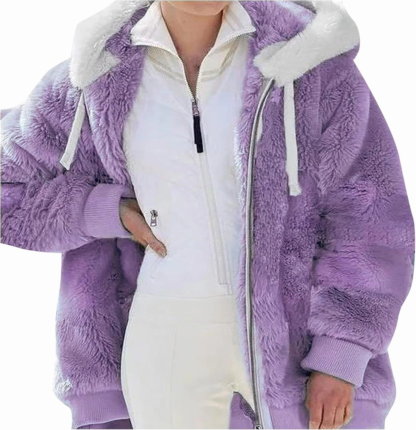 Sherpa Jackets For Women Fashion Winter Fuzzy Fleece Teddy Coat Hooded Zip Up Shaggy Fluffy Coats Warm Winter Outwear