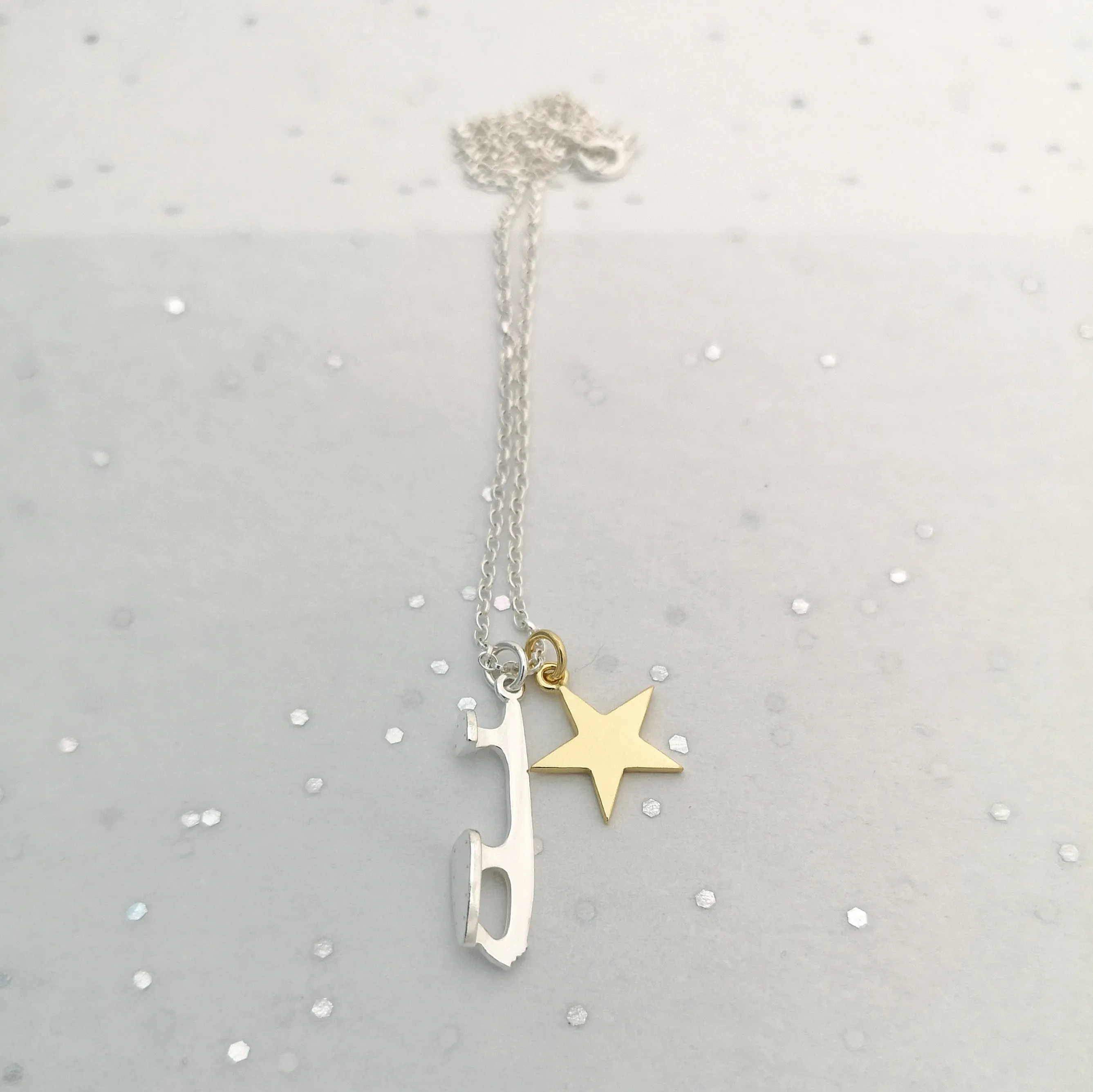 'Shine Bright' Silver Ice Skating Necklace