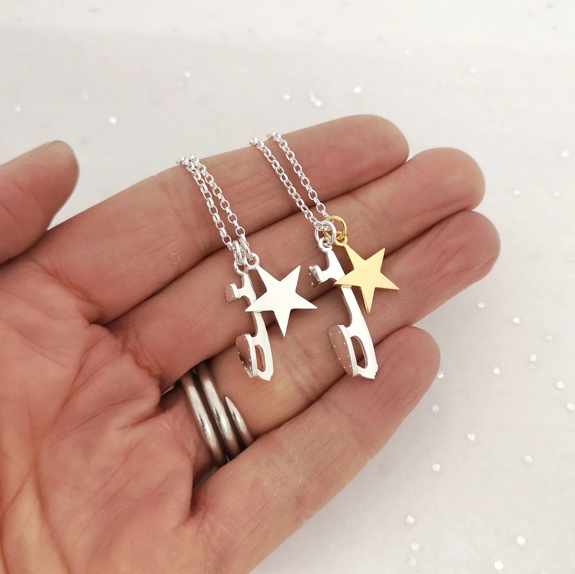 'Shine Bright' Silver Ice Skating Necklace