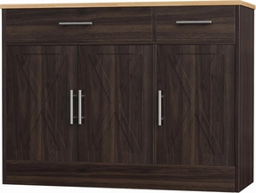 Shintenchi Modern Farmhouse Sideboard Buffet Cabinet with Storage & 3 Doors,42" Barn Doors Buffet Cabinet with Storage,Wood Coffee Bar Cabinet with Adjustable Shelf for Kitchen Living Room,Dark Brown