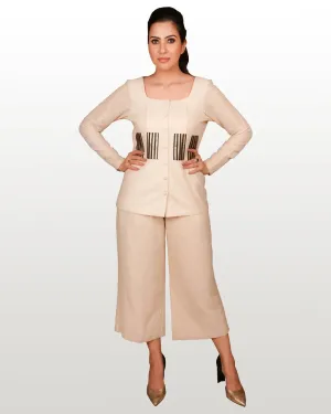 Shiny Beige Jute Matching Set