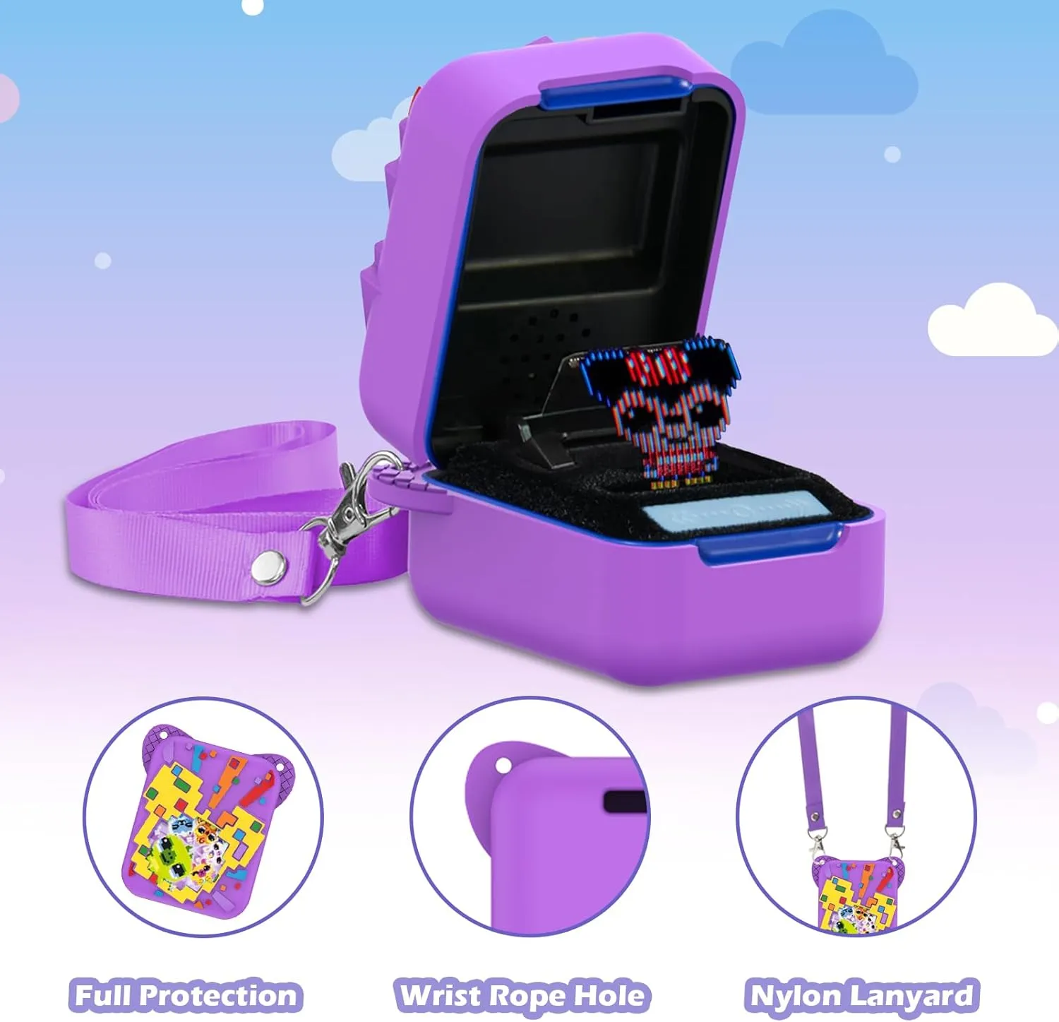 Silicone Cover Case for Bitzee Disney Interactive Toy Digital Pet and Case,Case with Lanyard,Protective Case Holder Skin for Bitzee Virtual Electronic Pets for Girls & Boys Purple