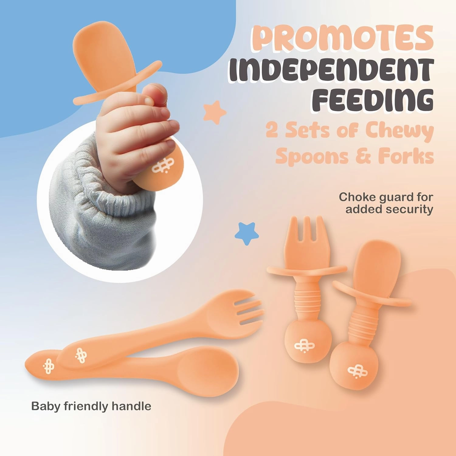 Silicone Baby Feeding Set - Infant Tableware for First Foods & Baby, Led Weaning (0  Months), Easy to Clean, Durable, Perfect for Baby Boy or Girl, Solid Feeding - Peach - Deluxe