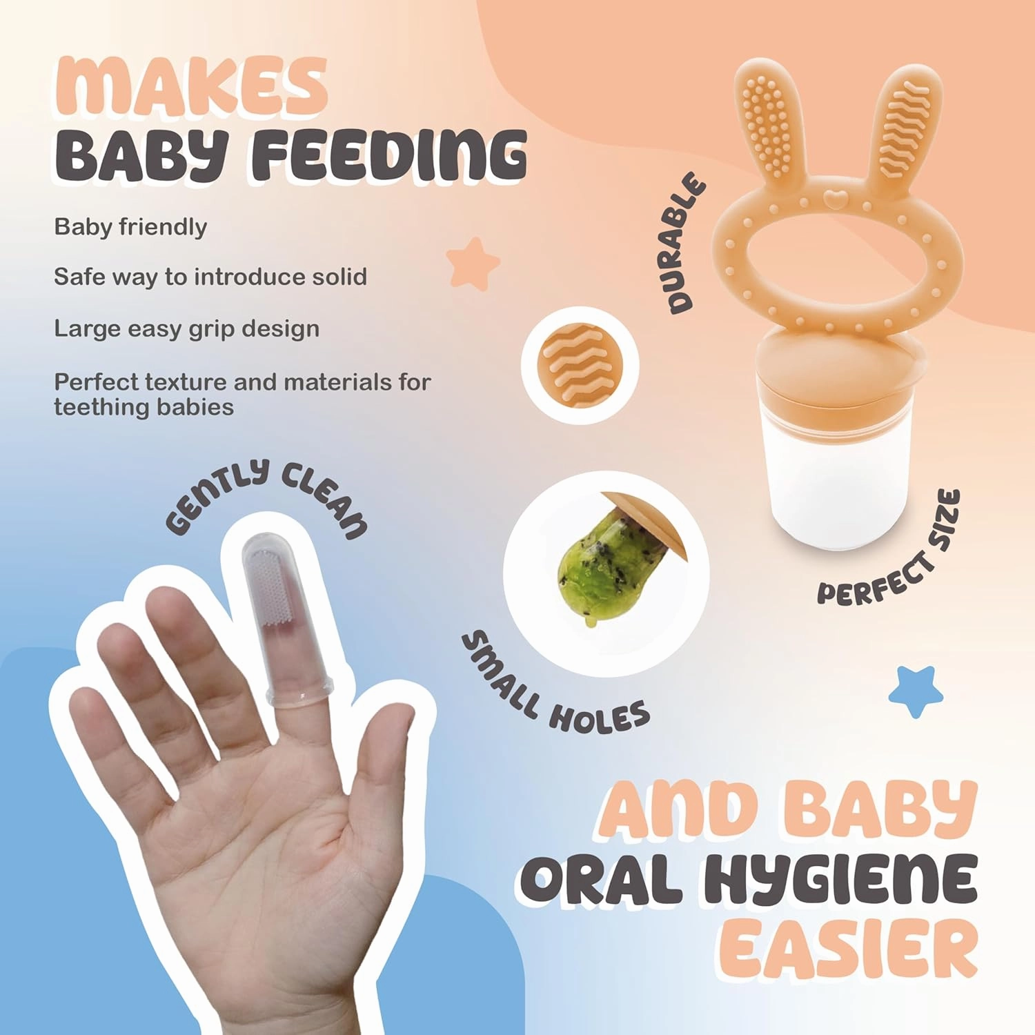 Silicone Baby Feeding Set - Infant Tableware for First Foods & Baby, Led Weaning (0  Months), Easy to Clean, Durable, Perfect for Baby Boy or Girl, Solid Feeding - Peach - Deluxe