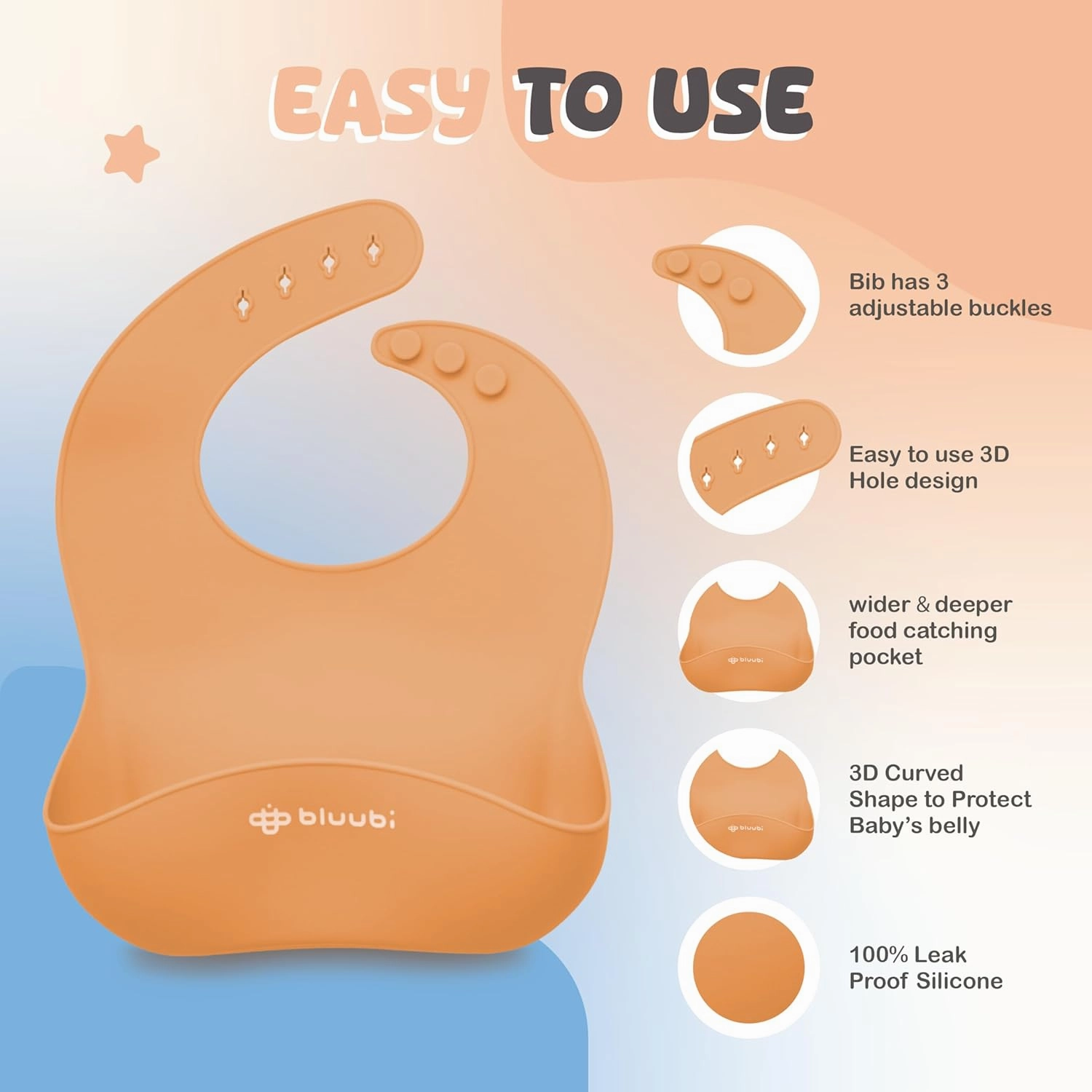 Silicone Baby Feeding Set - Infant Tableware for First Foods & Baby, Led Weaning (0  Months), Easy to Clean, Durable, Perfect for Baby Boy or Girl, Solid Feeding - Peach - Deluxe