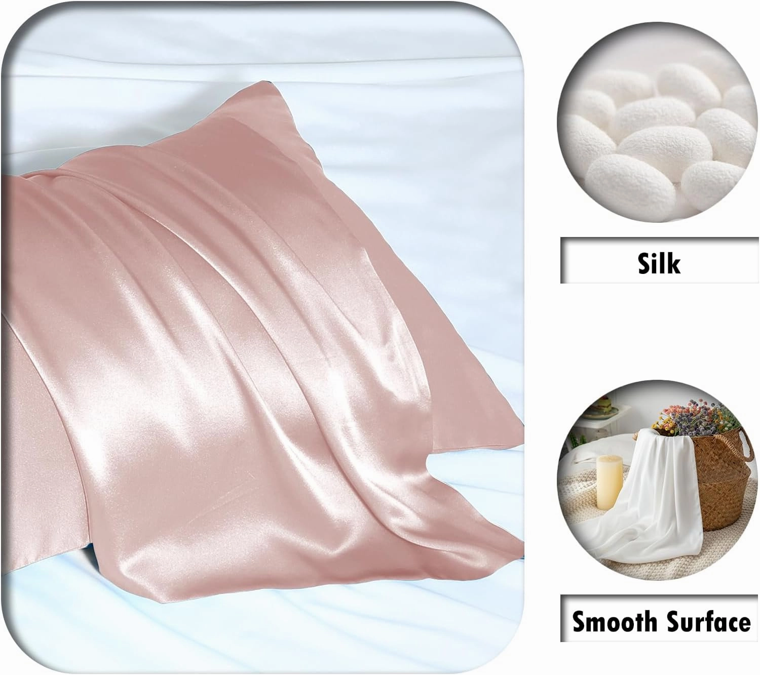 Silk Pillow Cases 2 Pack Soft Breathable and Sliky Standard Size Pillow Cases Set of 2,Natural Mulberry Satin Silk Pillowcase with Hidden Zipper for Hair and Skin (Coral,20"X 26",2pcs)