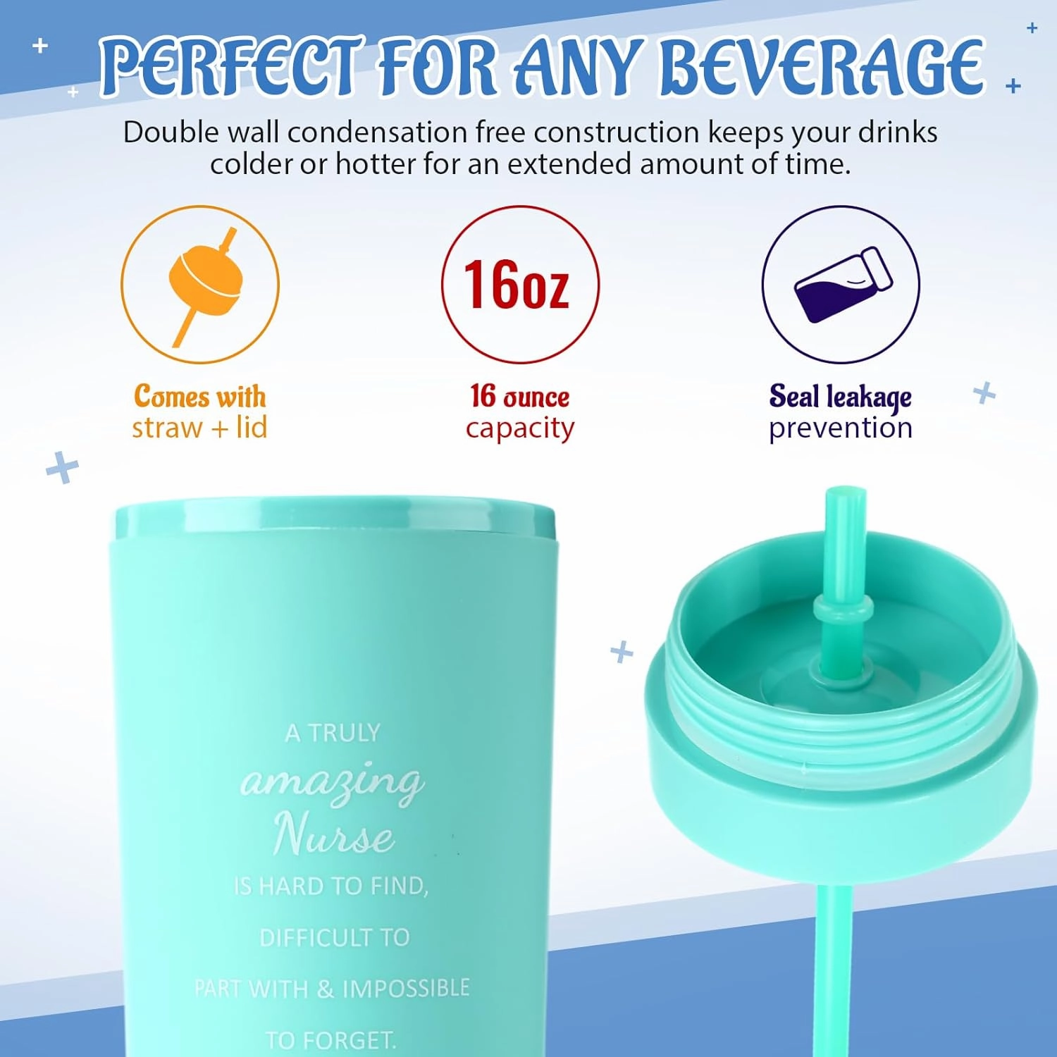 Skylety 12 Pcs Nurse Gifts for Women Plastic Skinny Tumblers with Lid Straw Bulk 16 oz Matte Colorful Double Wall Tumblers Nursing Appreciation Gift for Nurse Week Graduation School Office (12 Colors)