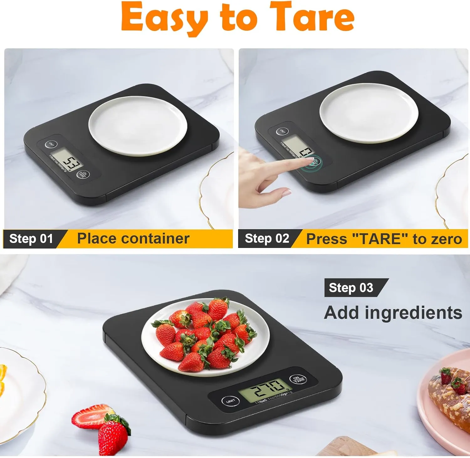 Smart Digital Food Scale for Weight Loss, Kitchen Food Scale Grams and Ounces with Nutritional Calculator, Food Weight Scale for Diet, Keto, Macro, Calorie, Cooking, Meal Prep 0.1oz/11lb