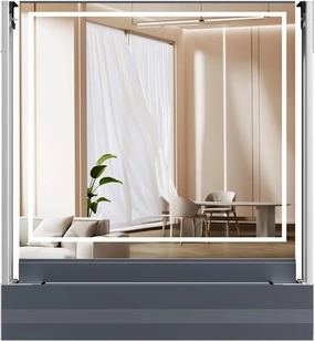 Smart Makeup Mirror Hide in The Desk,Vanity Mirror with Lights,Touch Switch,Anti-Collision,Sensor LED Light,Support Voice Remote to Control Up/Down Women Gifts for Her (TSYQ-1000)