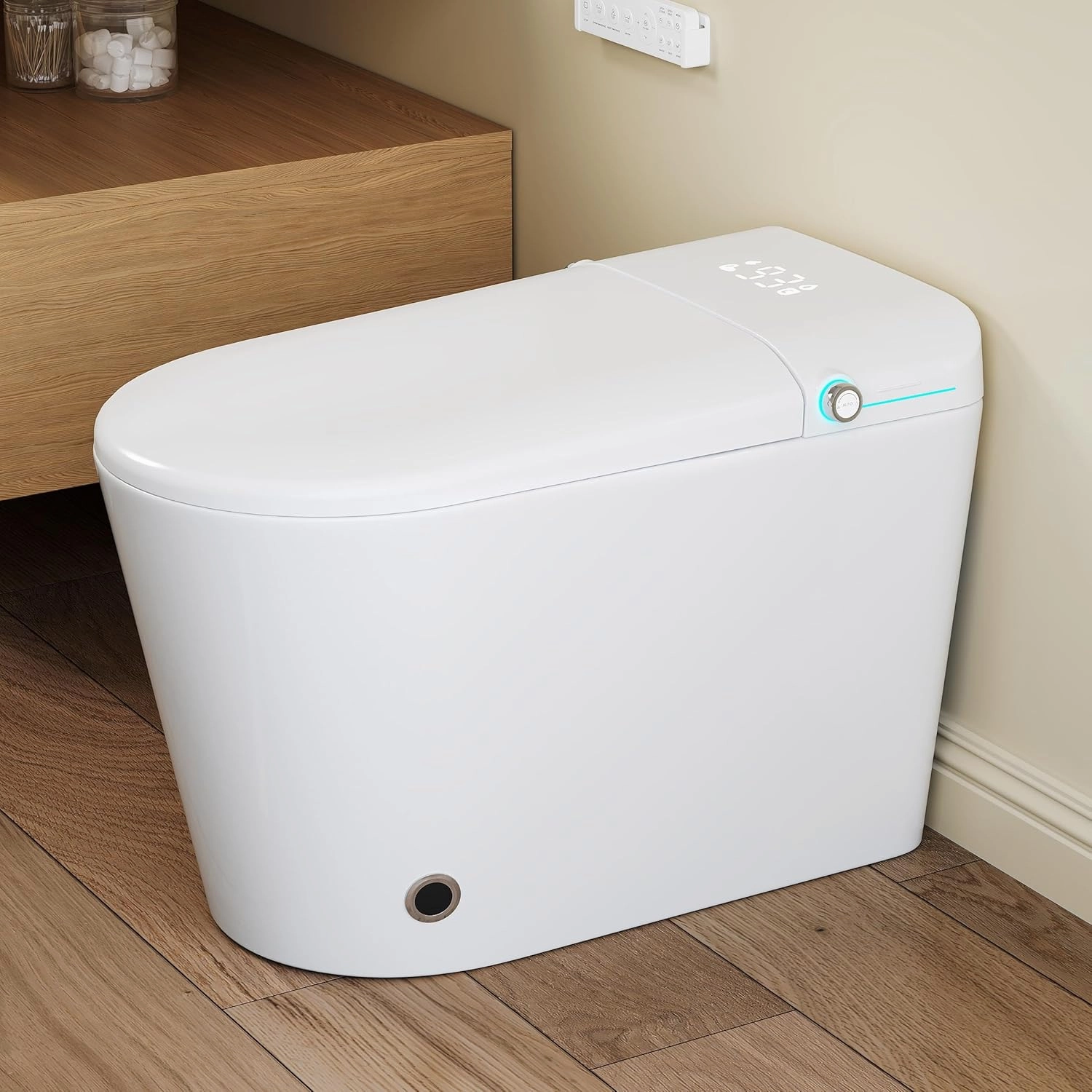 Smart Toilet with Bidet Built in, Eridanus One Piece Bidet Toilet for Bathrooms, Warm Water Wash & Dryer, Foot Sensor Flush, Elongated Heated Seat, Auto Open/Close with Digital Display, White