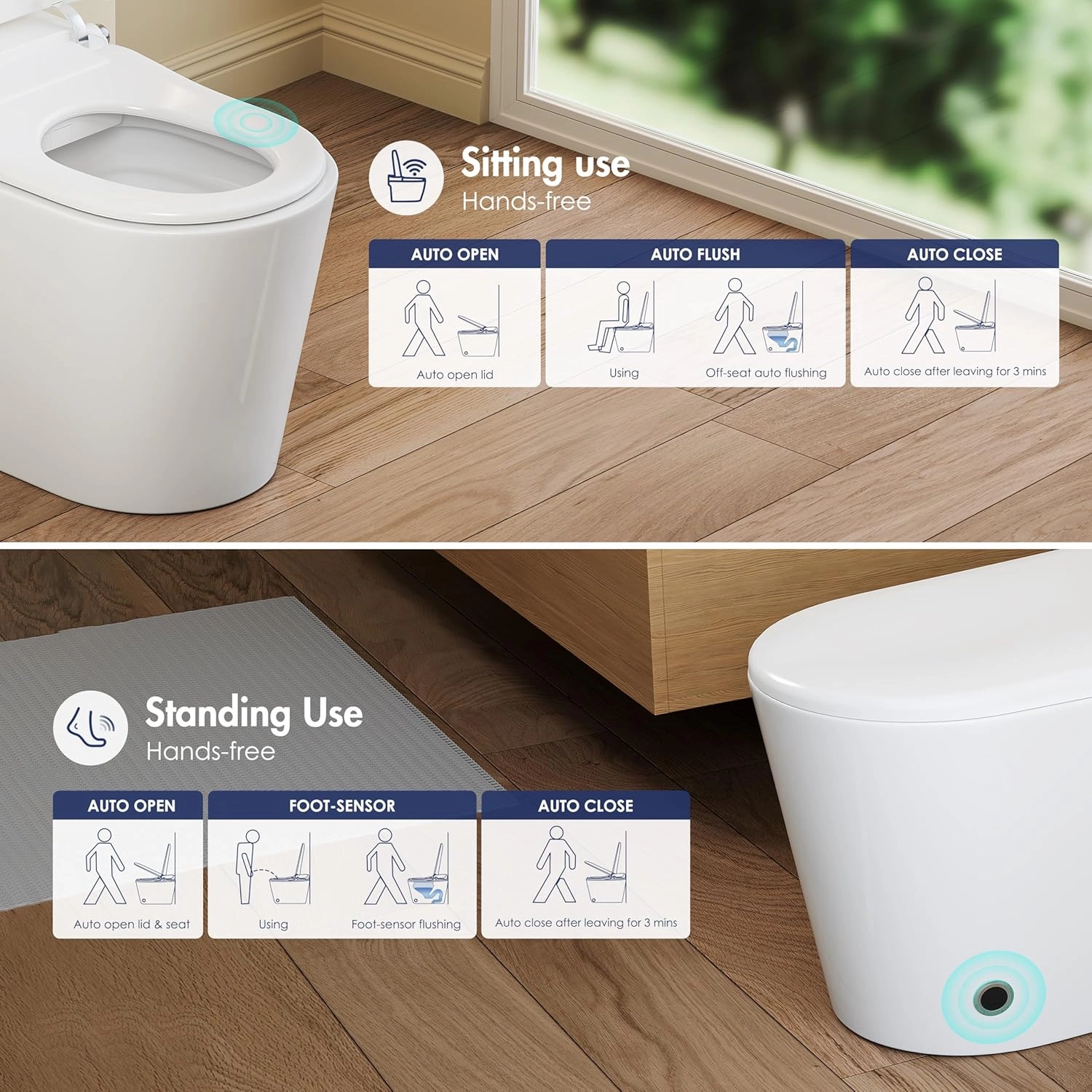 Smart Toilet with Bidet Built in, Eridanus One Piece Bidet Toilet for Bathrooms, Warm Water Wash & Dryer, Foot Sensor Flush, Elongated Heated Seat, Auto Open/Close with Digital Display, White