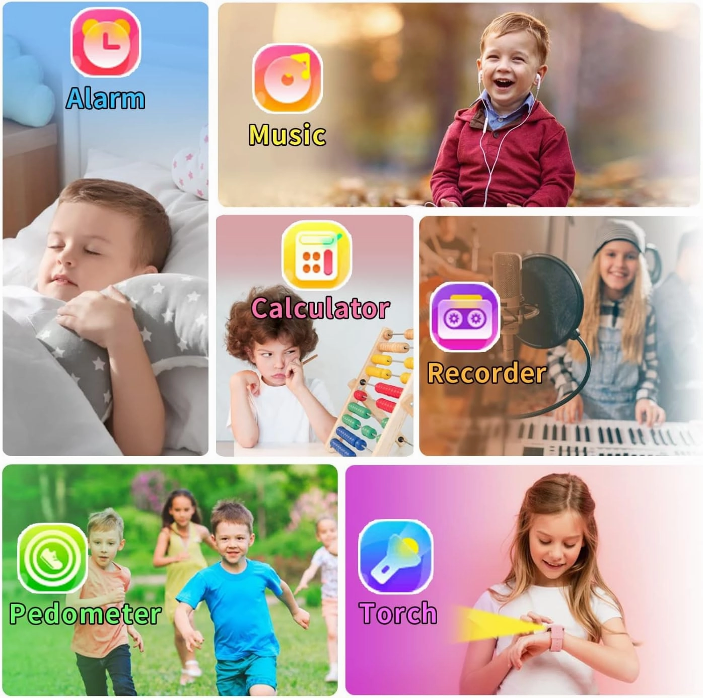 Smart Watch for Kids with 24 Puzzle Games HD Touch Screen Camera Music Player Pedometer Alarm Clock Calculator Flashlight 12/24 hr Gifts for 4-12 Year Old Boys Toys for Kids