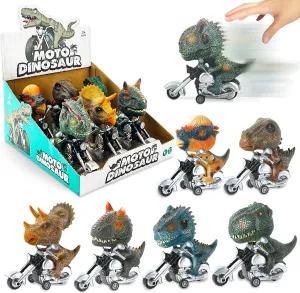 SMILESSKIDDO Dinosaur Cars - 6 Packs Friction Powered Cars for Toddlers, Dinosaur Toys, Mini T-Rex & Triceratops Toys, Dino Motorcycle, Stocking Stuffers for Kids Boys & Girls Age 3 4 5 6