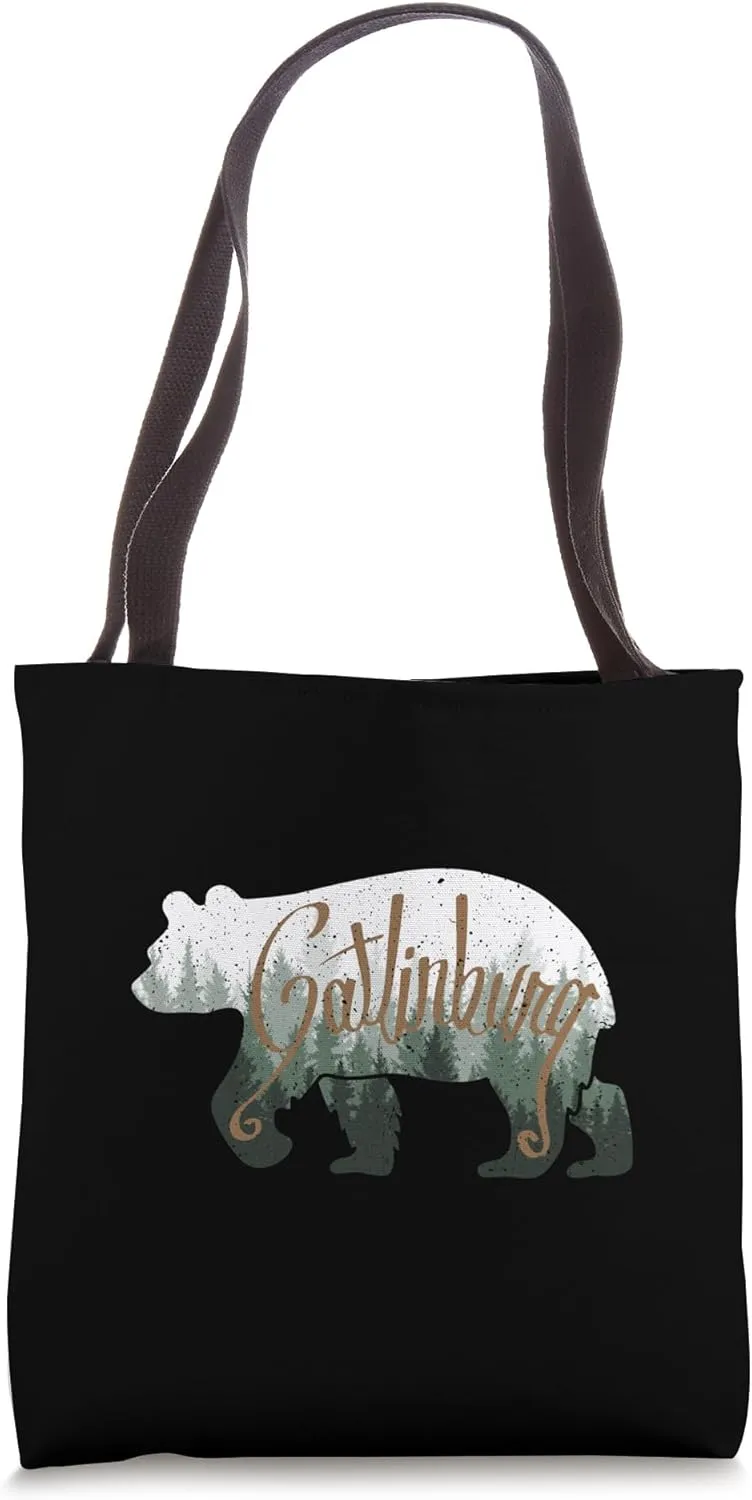 Smoky Mountains Forest Gatlinburg Tennessee Bear Silhouette Tote Bag