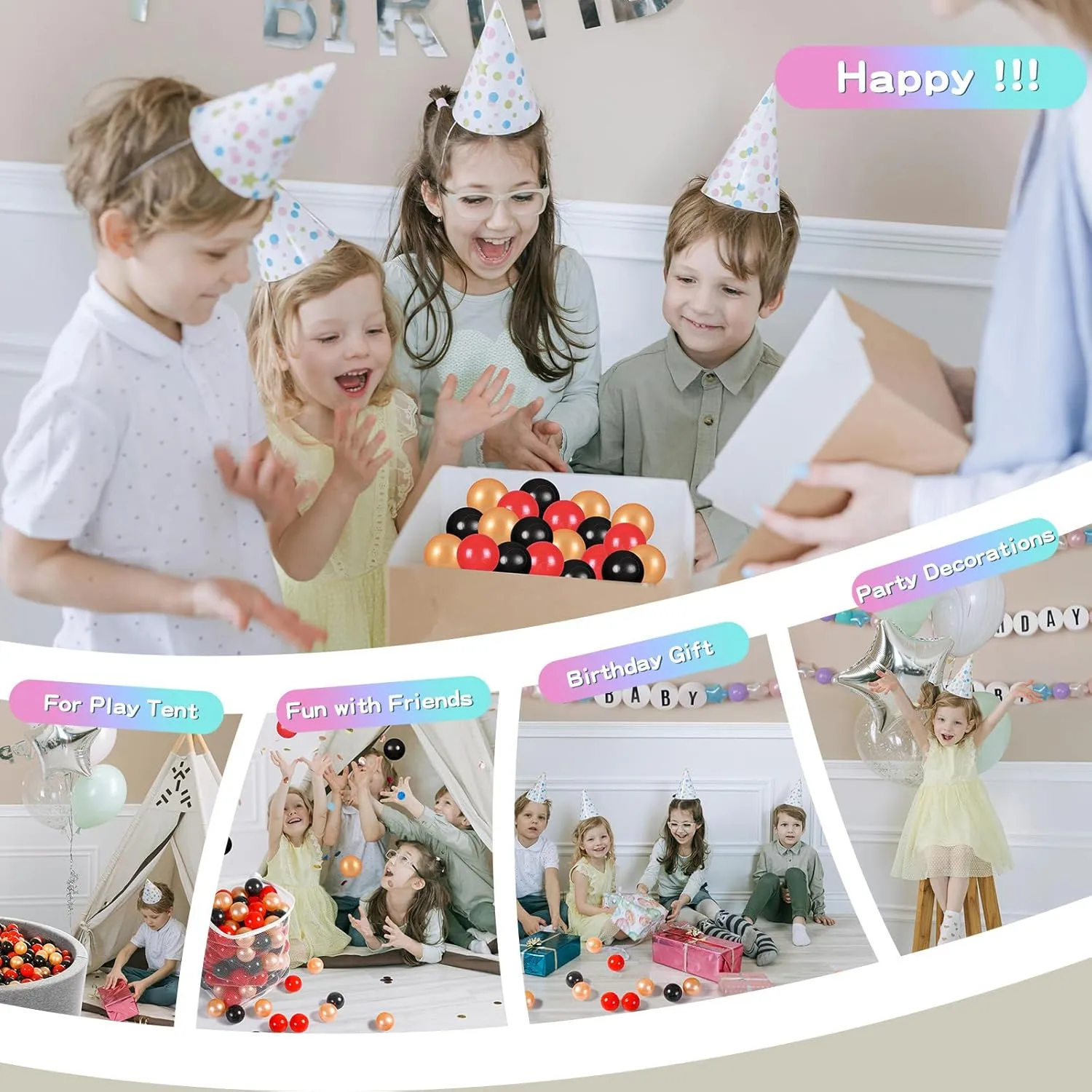 Soft Plastic Ball Pit Balls, 100 200 500pcs Plastic Toy Balls for Kids, Crush Proof Stress Balls for Baby Toddler Birthday Party, Ball Pits Play Tent, Baby Pool Water Toys, Party Decoration