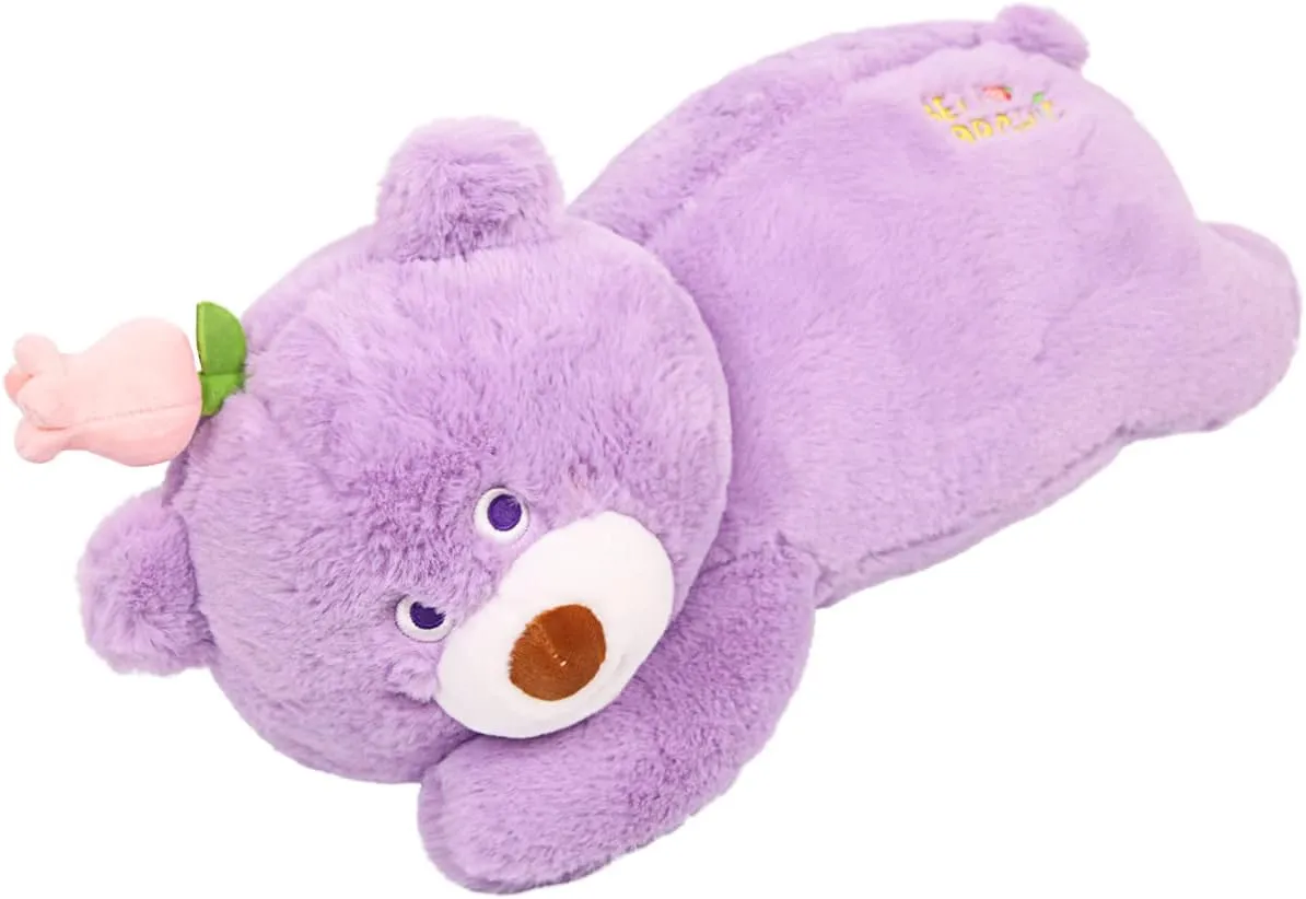 Soft Teddy Bear Stuffed Animal Plush Pillow:Cute Bear Animal Hugging Pillow with Flower,Sleeping Body Plushie,Plush for Kawaii Toy Gifts for Girls Boys Kids Birthday,Christmas 17.7in