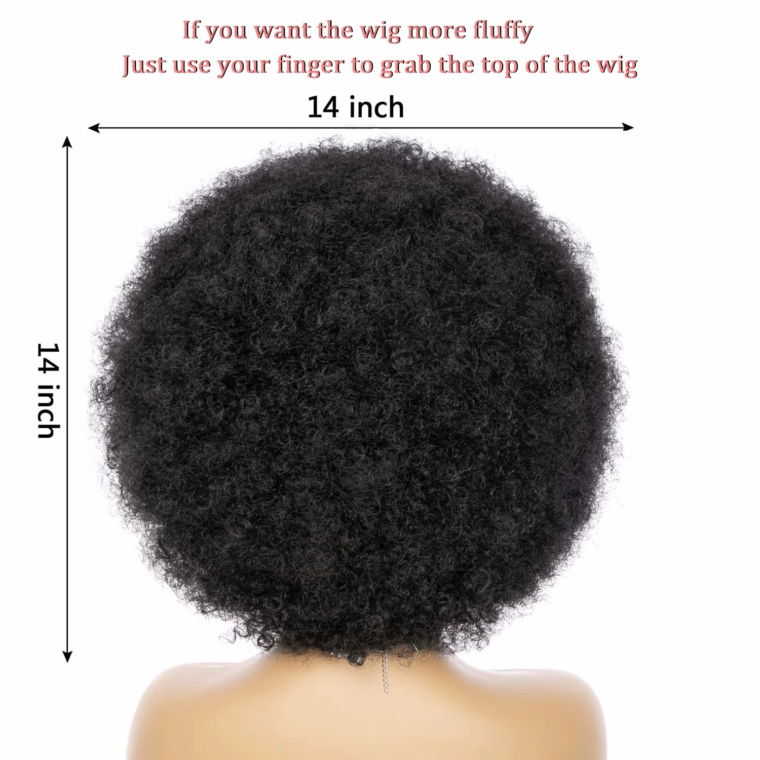 Soft Afro Wig With Bangs - 70s Style Kinky Curly Hair for Women and Men, Natural Looking Short Bouncy Black Synthetic Hair for Daily and Party Use