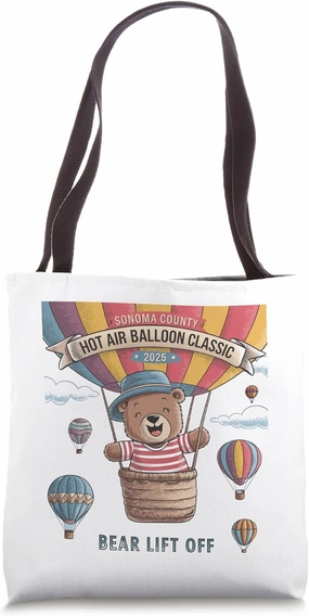 Sonoma County Hot Air Balloon Classic 2025 Bear Lift Off Tote Bag