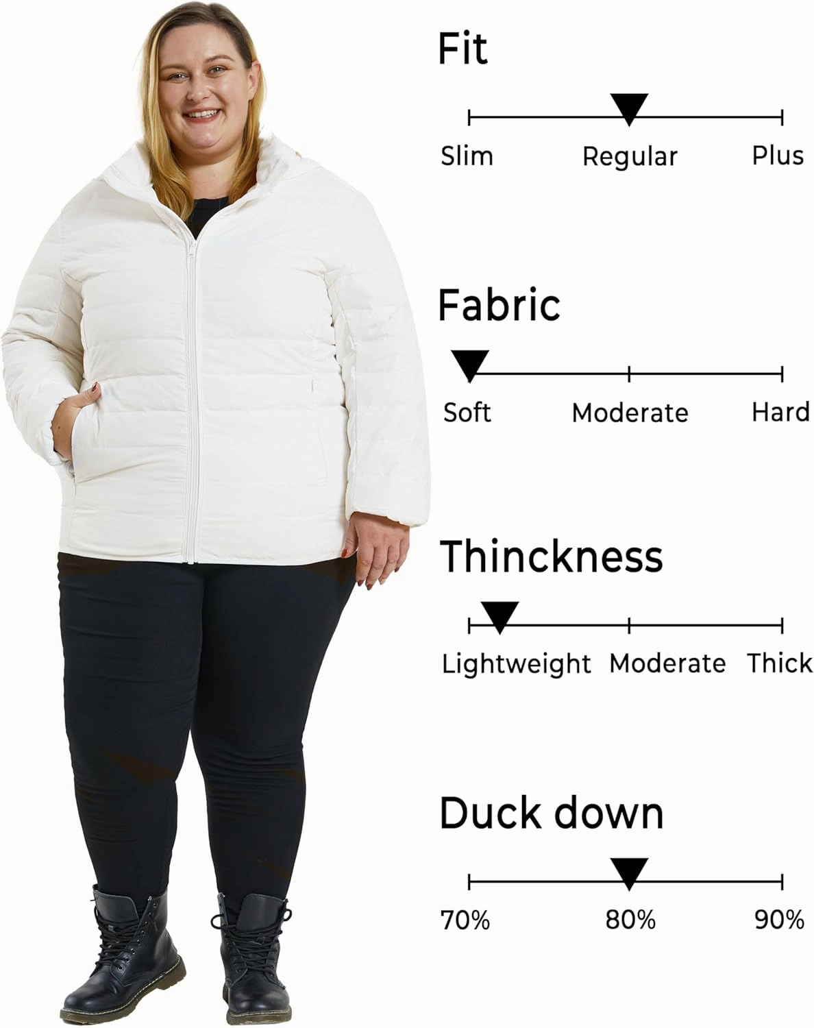 Soularge Women's Plus Size Winter Packable Lightweight Down Coat with Detachable Hood