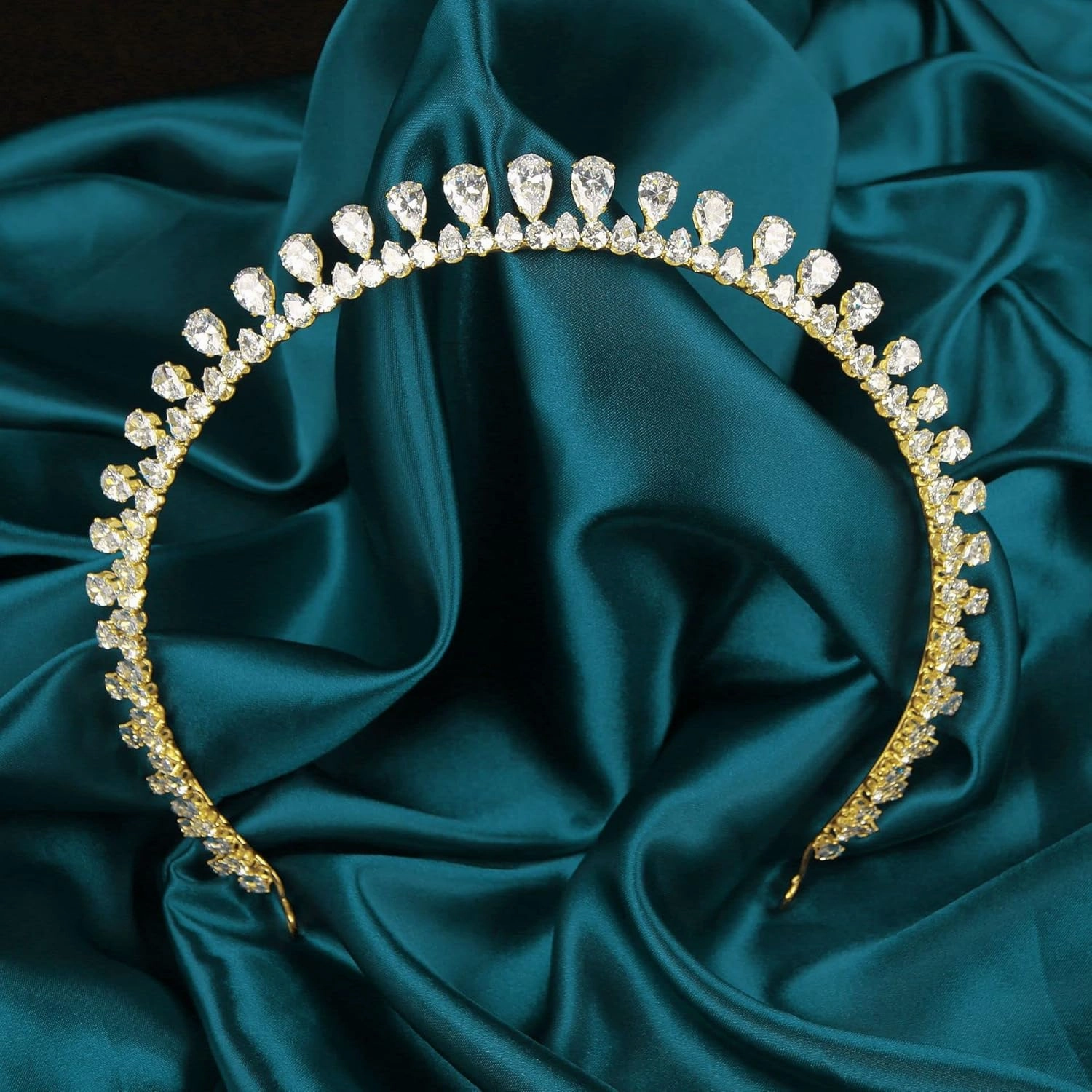 Sparkly Small Zircon Wedding Crowns and Tiaras for Women Cubic Zirconia Quinceanera Crown Sweet 16 Tiara Little Silver Gold Headband Crystal Headpieces Coronas Para 15 Anos Quinceaneras 2023 (Gold 8)