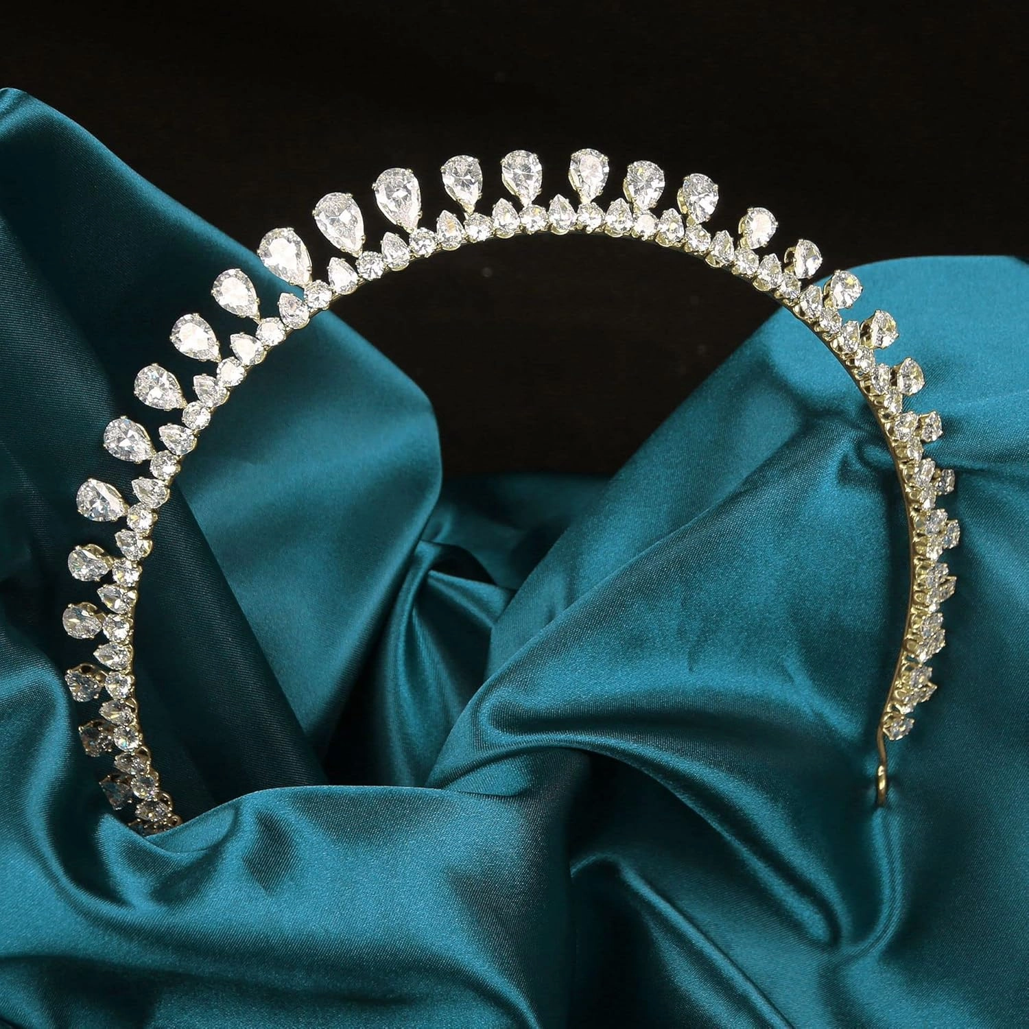 Sparkly Small Zircon Wedding Crowns and Tiaras for Women Cubic Zirconia Quinceanera Crown Sweet 16 Tiara Little Silver Gold Headband Crystal Headpieces Coronas Para 15 Anos Quinceaneras 2023 (Gold 8)