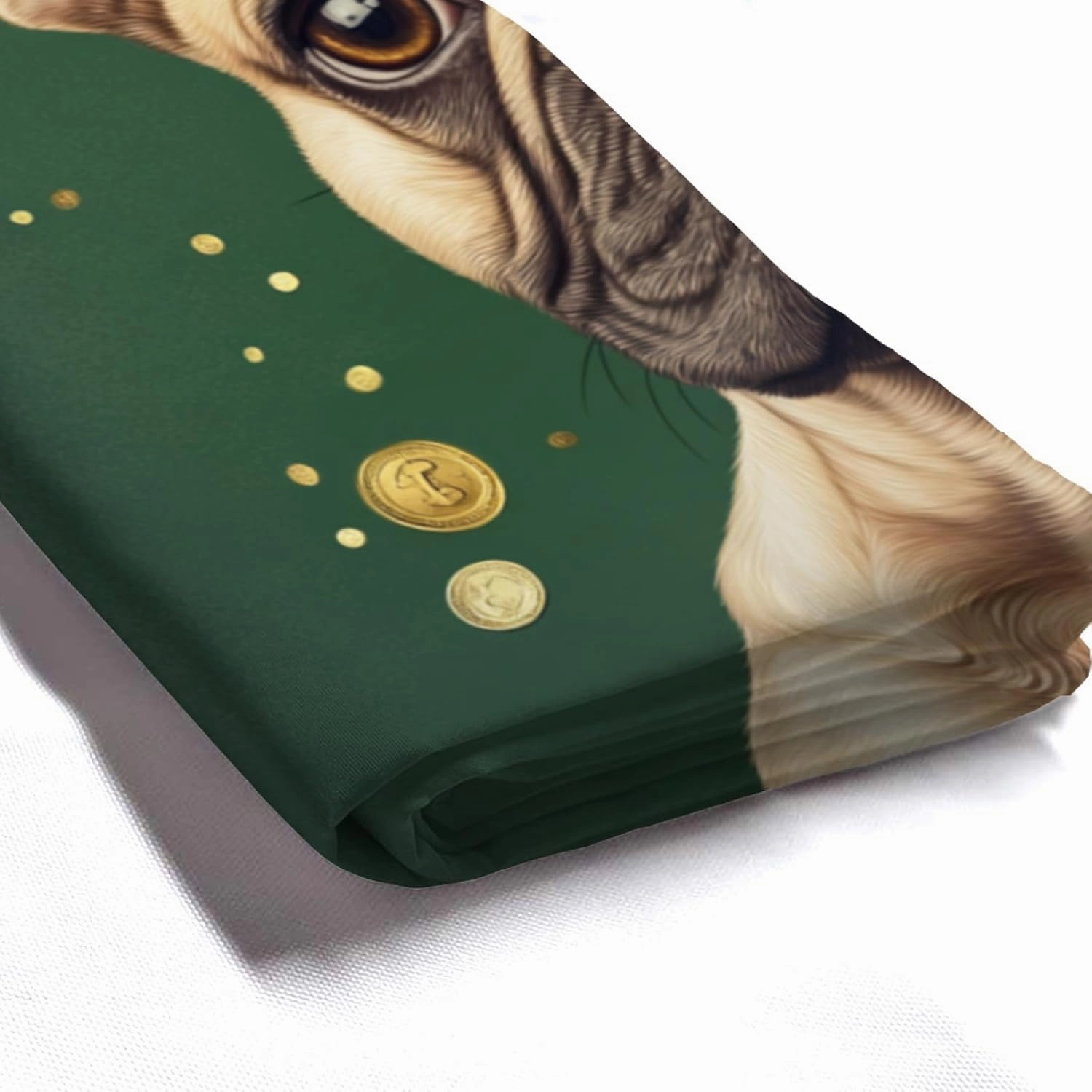 St Patricks Day Shower Curtain, French Bulldog with Four-Leaved Clover Beer and Gold Coin, Spring Green Shower Curtain Set with 12 Hooks for Bathroom Decor, 72X72inch