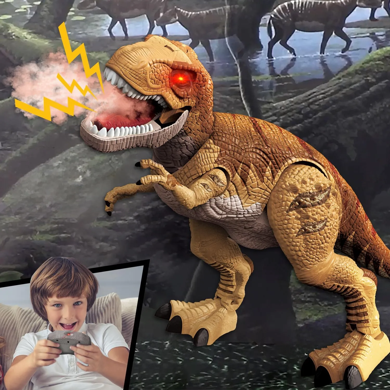 STEAM Life Remote Control Dinosaur Toys for Kids 3 4 5 6 7  Light Up & Realistic Roaring Sound, T rex Dinosaur Toys for Boy, Walking Dinosaur Robot Toy for Kids, Electric Dinosaur Toys Gifts for Boy