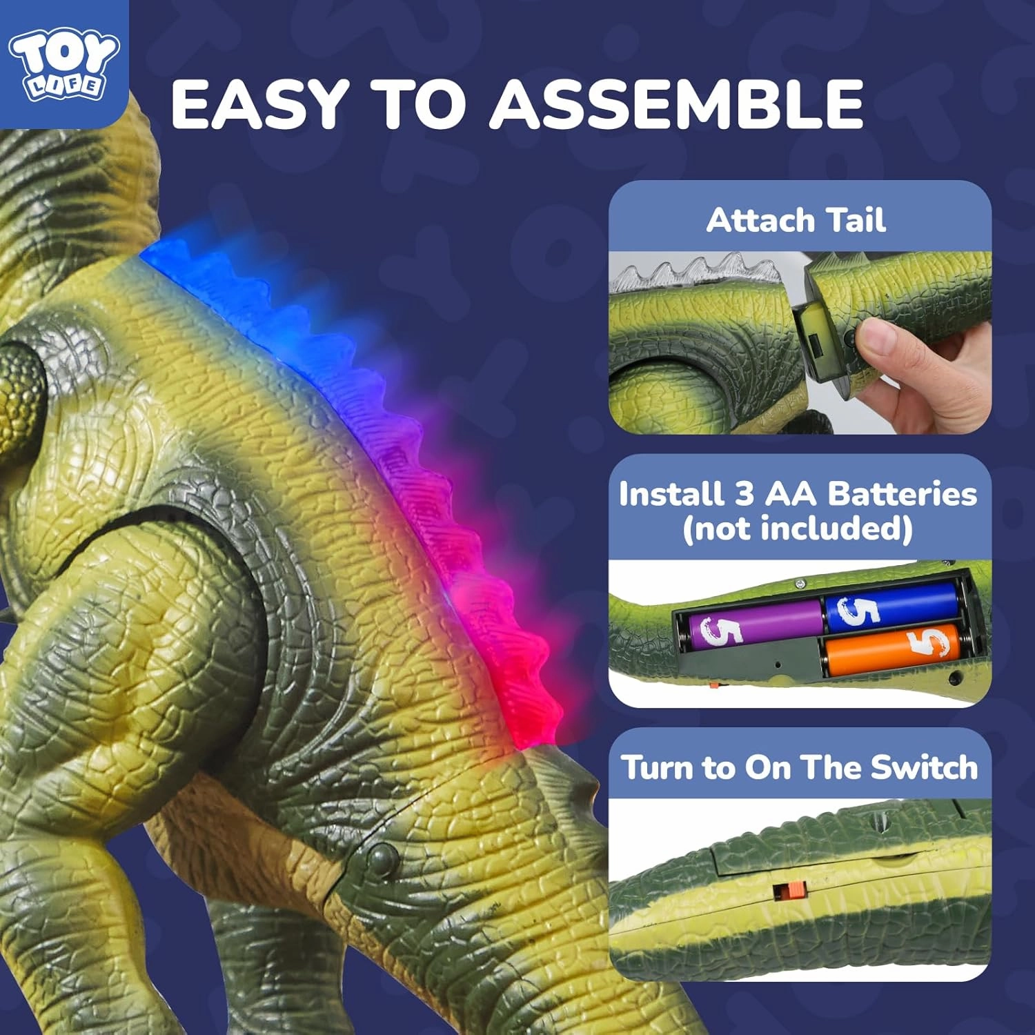 STEAM Life Remote Control Dinosaur Toys,Robot Walking & Dancing Dinosaur with Light and Realistic Roaring Sound, Electronic Steam Toy, Birthday Gift for Kids
