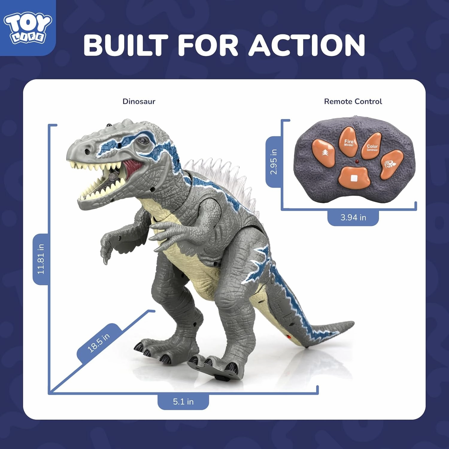 STEAM Life Remote Control Dinosaurs for Kids 3-12, LED Light Up Dinosaurs, Velociraptor Robot Toy