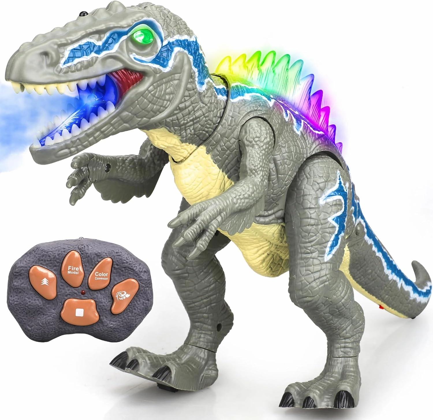 STEAM Life Remote Control Dinosaurs for Kids 3-12, LED Light Up Dinosaurs, Velociraptor Robot Toy