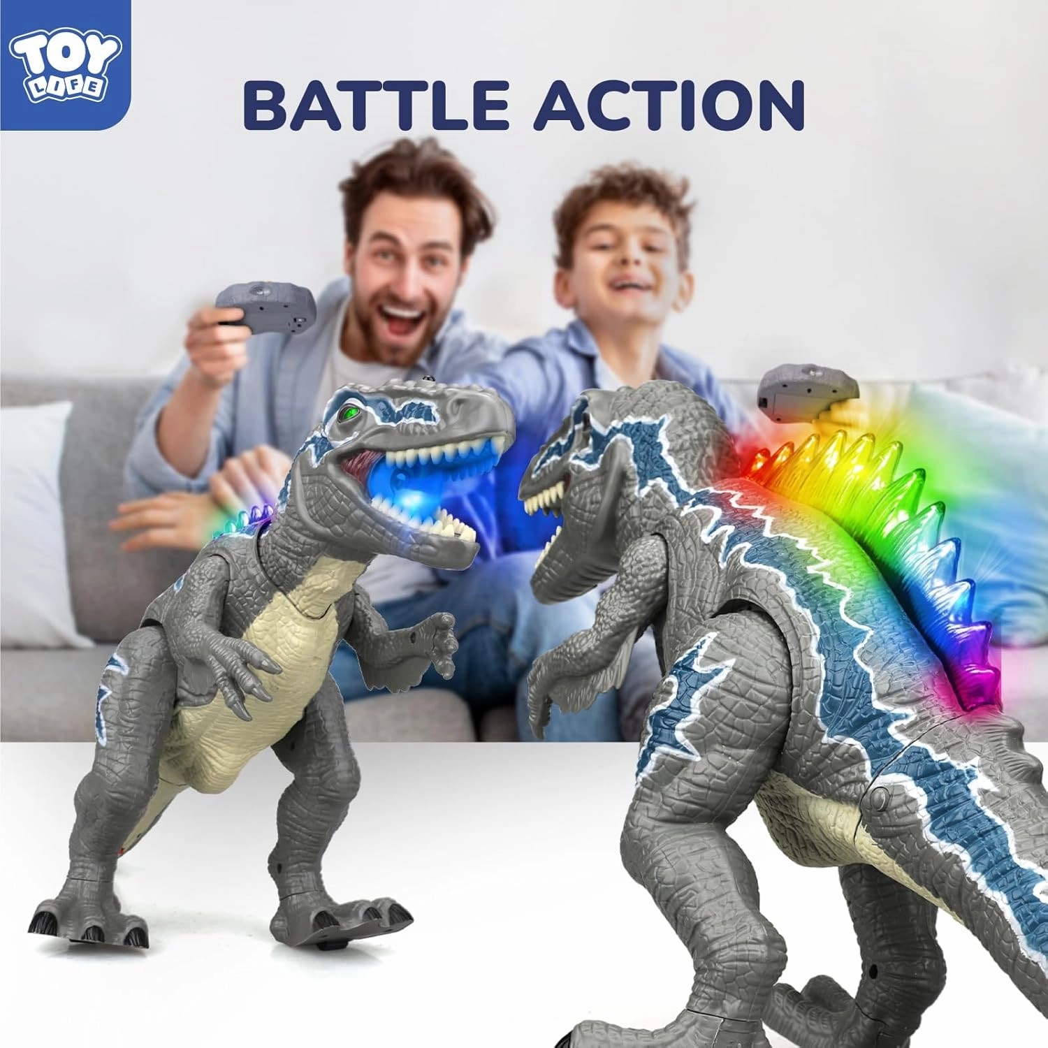 STEAM Life Remote Control Dinosaurs for Kids 3-12, LED Light Up Dinosaurs, Velociraptor Robot Toy