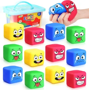 Stress Balls Fidget Toys for Kids: 12 Pack Squeeze Stress Cube for Anxiety Relief - Slow Rising Squishy Ball Sensory Fidget Toys for Kids Adults Autism, Classroom Prize Toys