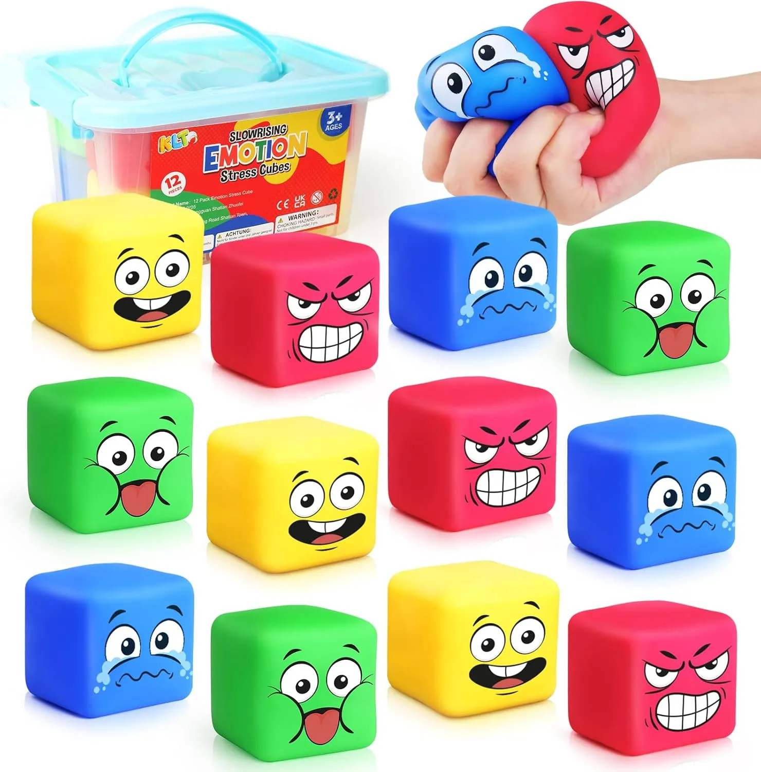 Stress Balls Fidget Toys for Kids: 12 Pack Squeeze Stress Cube for Anxiety Relief - Slow Rising Squishy Ball Sensory Fidget Toys for Kids Adults Autism, Classroom Prize Toys