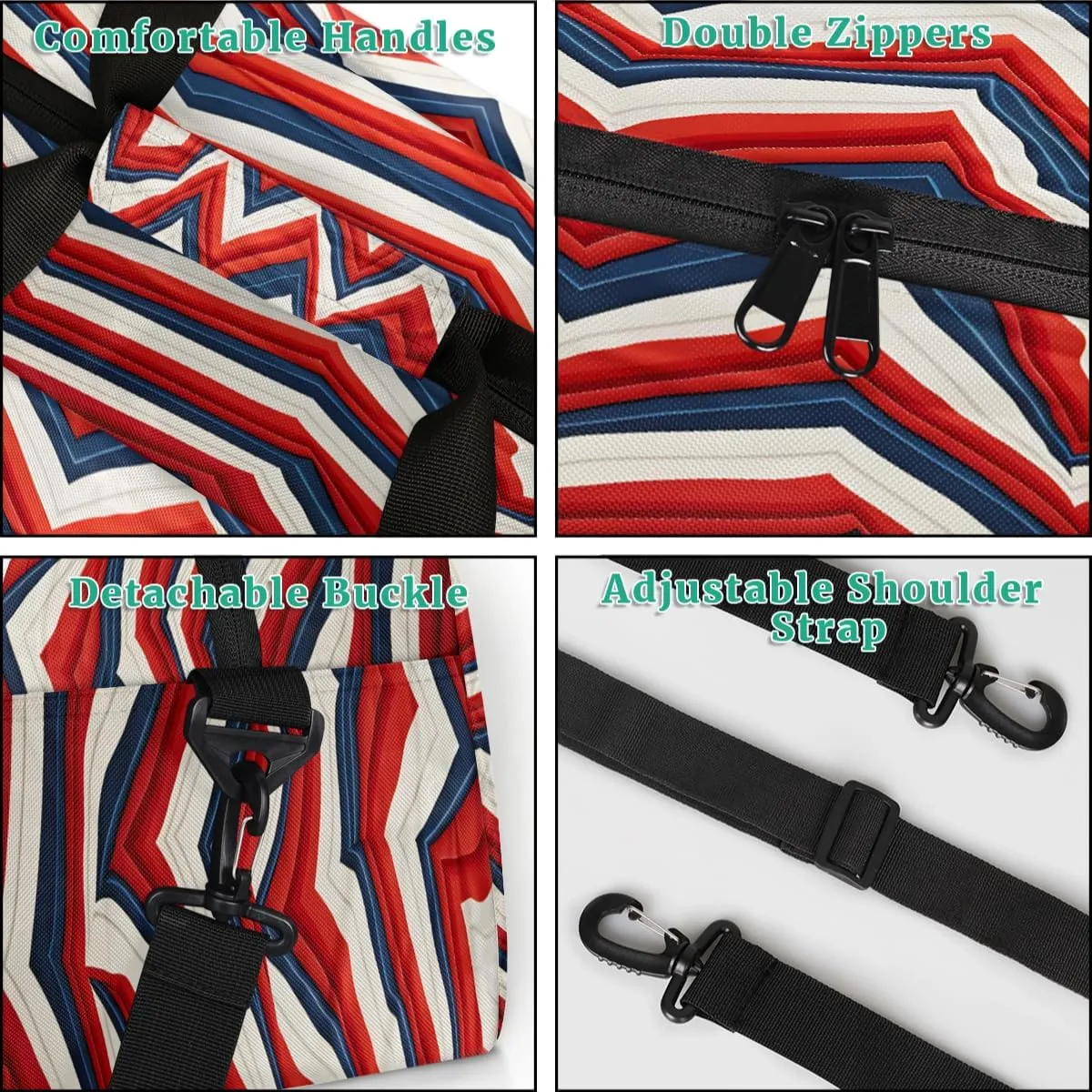 Stripes Wavy Kids Overnighter Duffel Bags for Boys, Carry-On Size Sports Gym Bag with Front Zipper Pocket for School Practice or Overnight Travel Weekender Sleepover Tote Bag