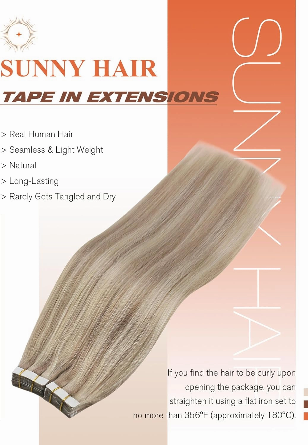 Sunny Hair Tape in Hair Extensions Real Human Hair Invisible Remy Hair Extensions Tape ins for Women Ash Blonde Highlight Bleach Blonde with Pink Hue 22 inch 20Pcs 50G
