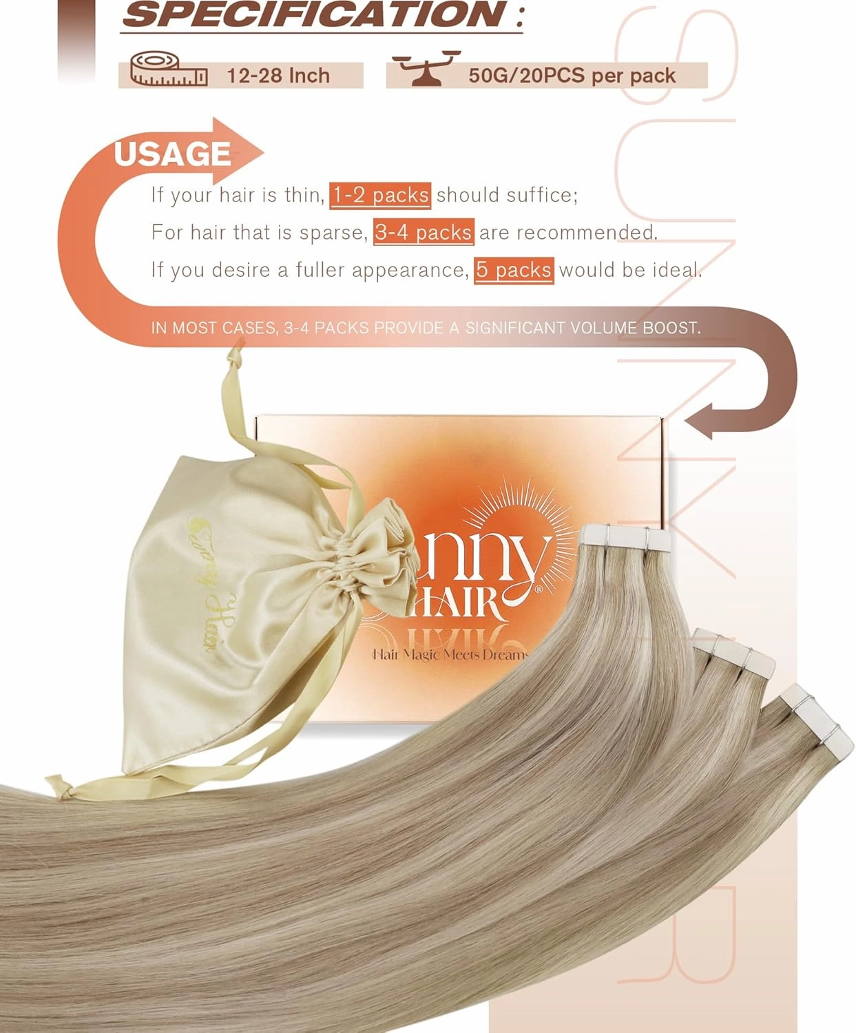 Sunny Hair Tape in Hair Extensions Real Human Hair Invisible Remy Hair Extensions Tape ins for Women Ash Blonde Highlight Bleach Blonde with Pink Hue 22 inch 20Pcs 50G