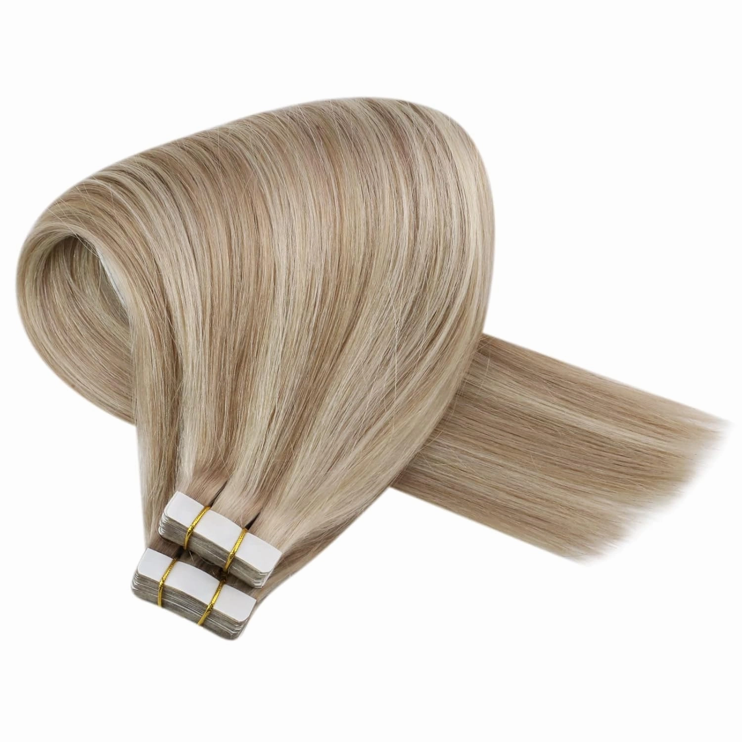 Sunny Hair Tape in Hair Extensions Real Human Hair Invisible Remy Hair Extensions Tape ins for Women Ash Blonde Highlight Bleach Blonde with Pink Hue 22 inch 20Pcs 50G