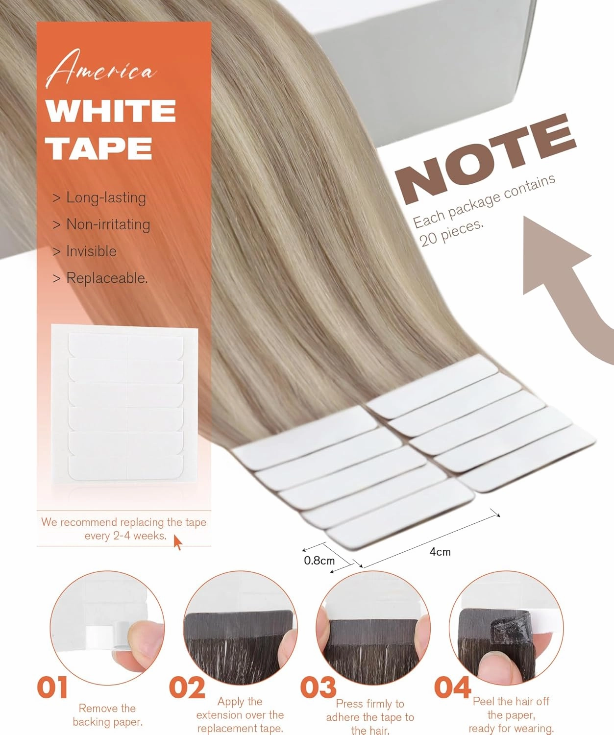 Sunny Hair Tape in Hair Extensions Real Human Hair Invisible Remy Hair Extensions Tape ins for Women Ash Blonde Highlight Bleach Blonde with Pink Hue 22 inch 20Pcs 50G