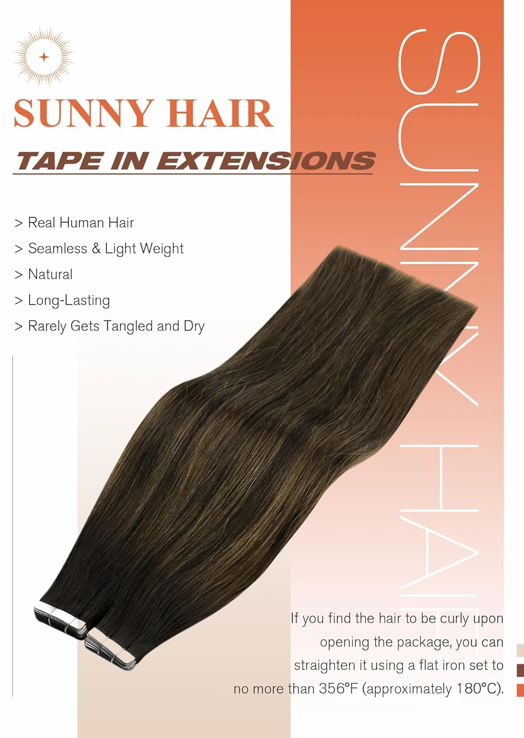 Sunny Hair Tape in Hair Extensions Real Human Hair Invisible Remy Hair Extensions Tape ins for Women Darkest Brown Ombre Medium Brown Balayage 22 inch 20Pcs 50G