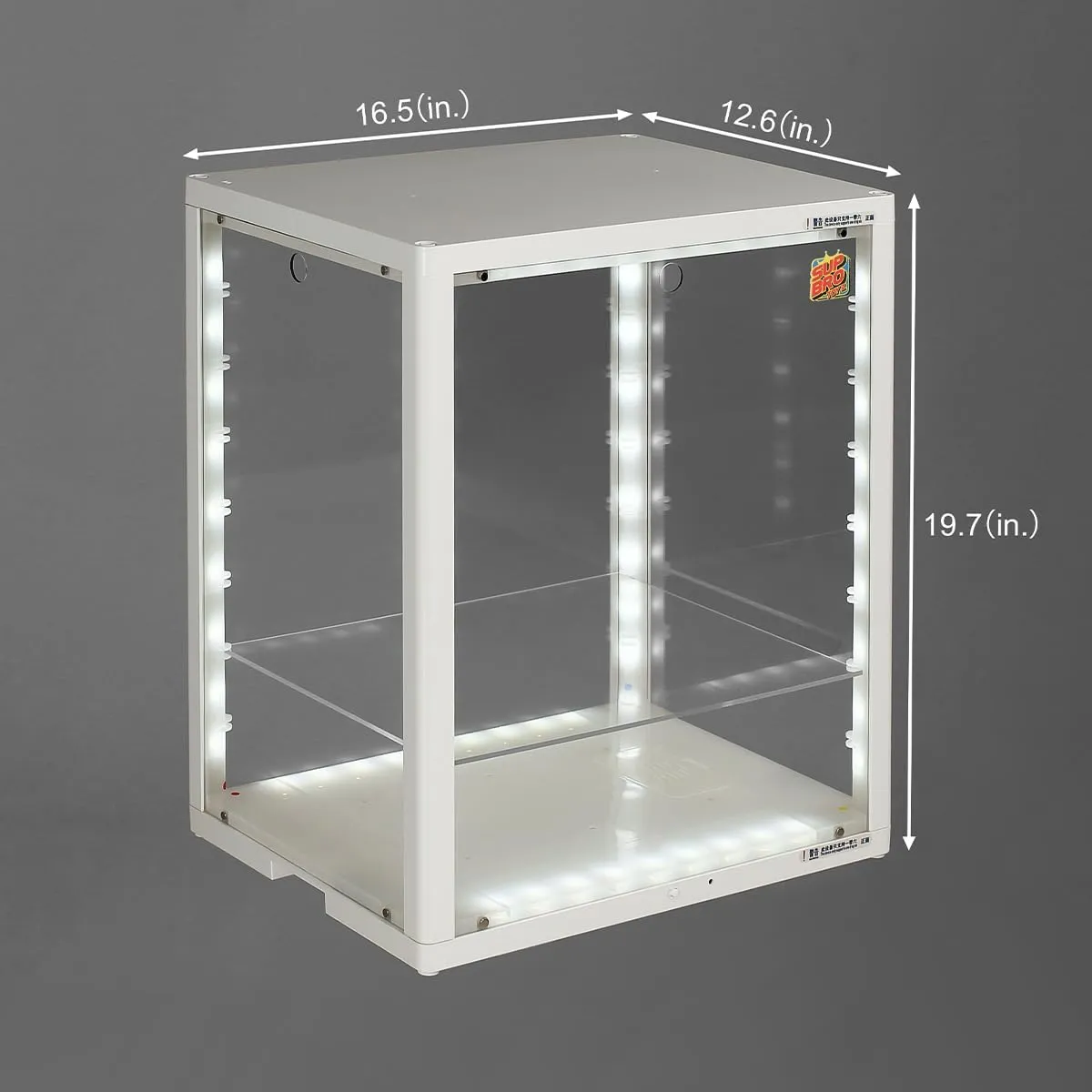SupBro Led Clear Acrylic Display Box - Voice Control - Easy to Assemable Display Case, Stackable Show Case for Action Figures Toys, Collectibles Storage- ( 16.5 x 12.6 x 19.7inch (1pack), White)