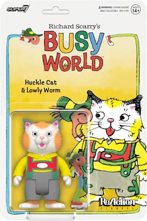 Super7 Richard Scarry Huckle Cat and Lowly Worm - 3.75" Richard Scarry Books Action Figure with Accessory Collectibles and Retro Toys